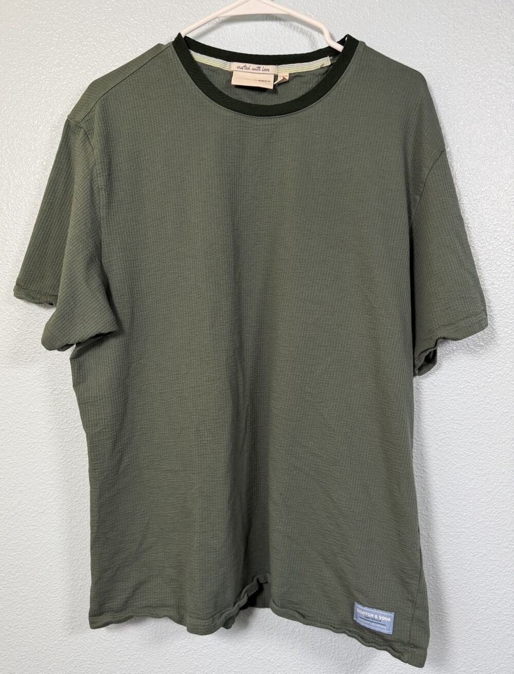 Scotch & Soda T Shirt Mens XL Green Textured Amsterdam Ribbed Tee